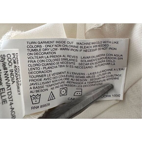 Nine West‎ Women's White Floral Embroidered Lined Sheer Mesh Tunic Size L - Picture 9 of 10